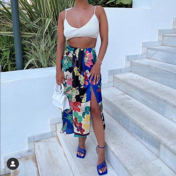 Zara Floral Print Midi Skirt